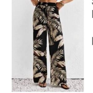 SHEIN Black and Cream Wide Leg Pants